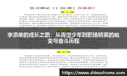 李添荣的成长之路：从青涩少年到职场精英的蜕变与奋斗历程